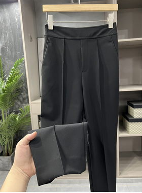 清仓不予退换#4！料！修身显瘦高腰烟管休闲西裤女D2692