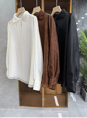 咆哮推荐！提升气质款！双层翻领长袖衬衫上衣女   D25706~ME