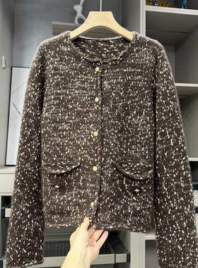 清仓不予退换！金线结羊绒羊毛圆领针织外套女682901~ZY