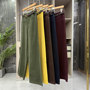 KW0262 高个子收 女 复古灯芯绒高腰休闲阔腿裤 出片神器
