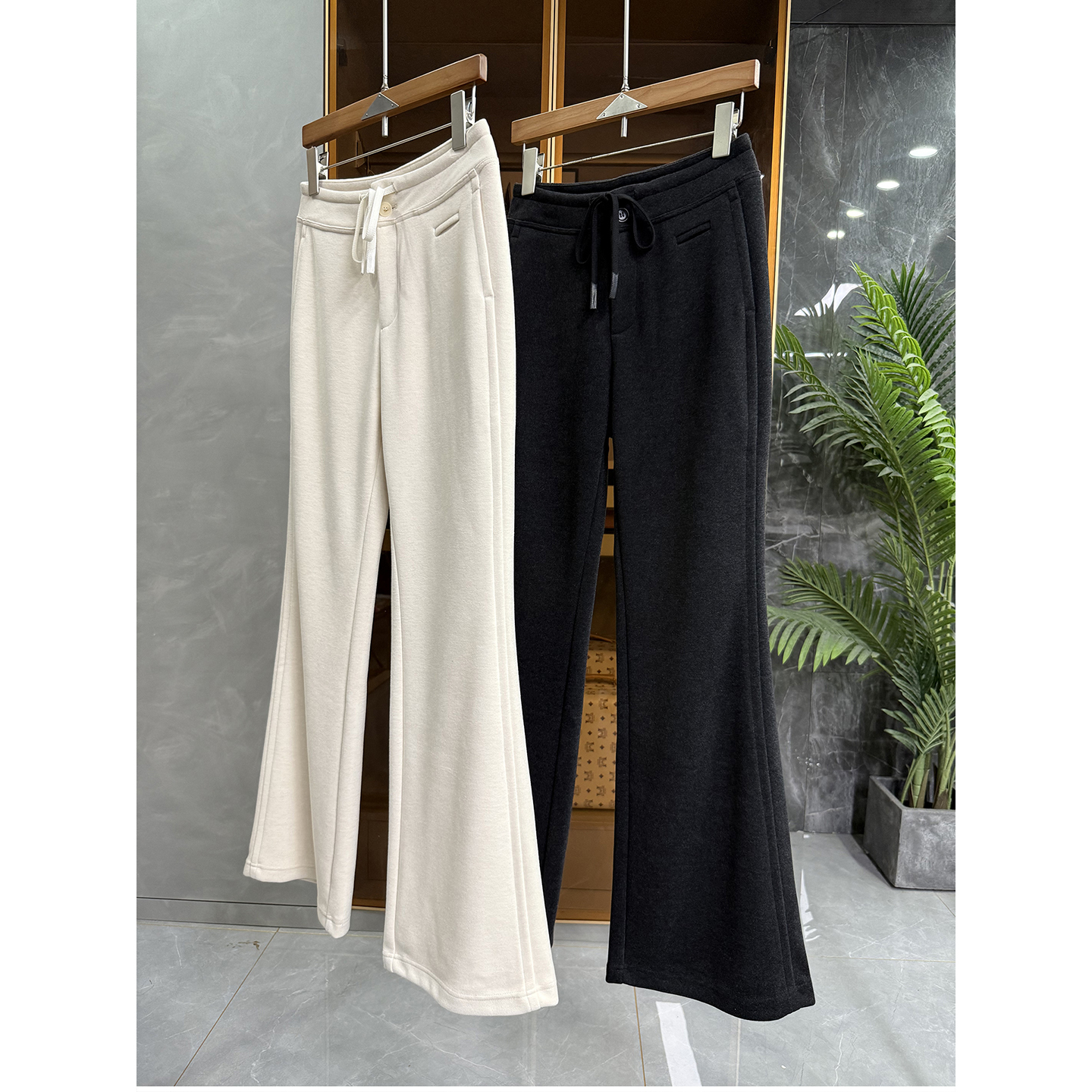 N货！修身中高腰休闲喇叭裤女