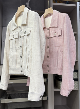 清仓不予退换！高挑！明线亚麻夹克短外套女H25075~ZY