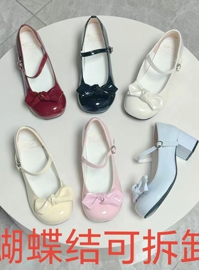 现货(甜心可可)木马原创Lolita圆头lo鞋优雅蝴蝶结低跟单鞋
