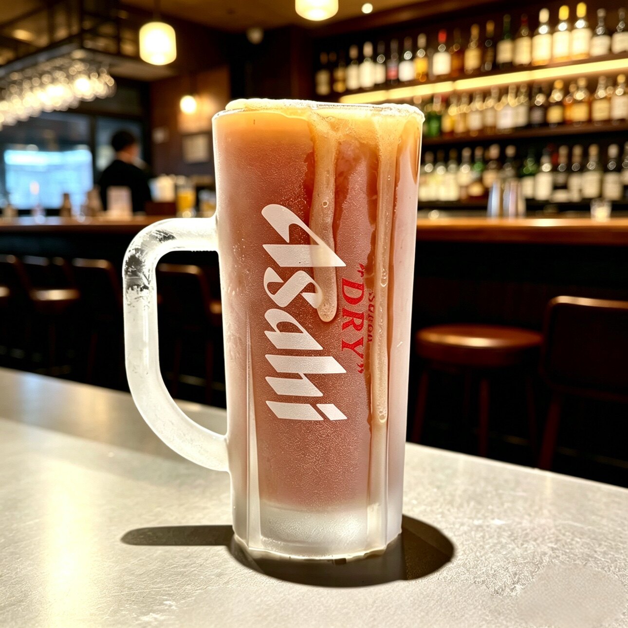 辛口朝日带柄Asahi加厚精酿扎啤酒杯子日料店专用黑生日式酒吧