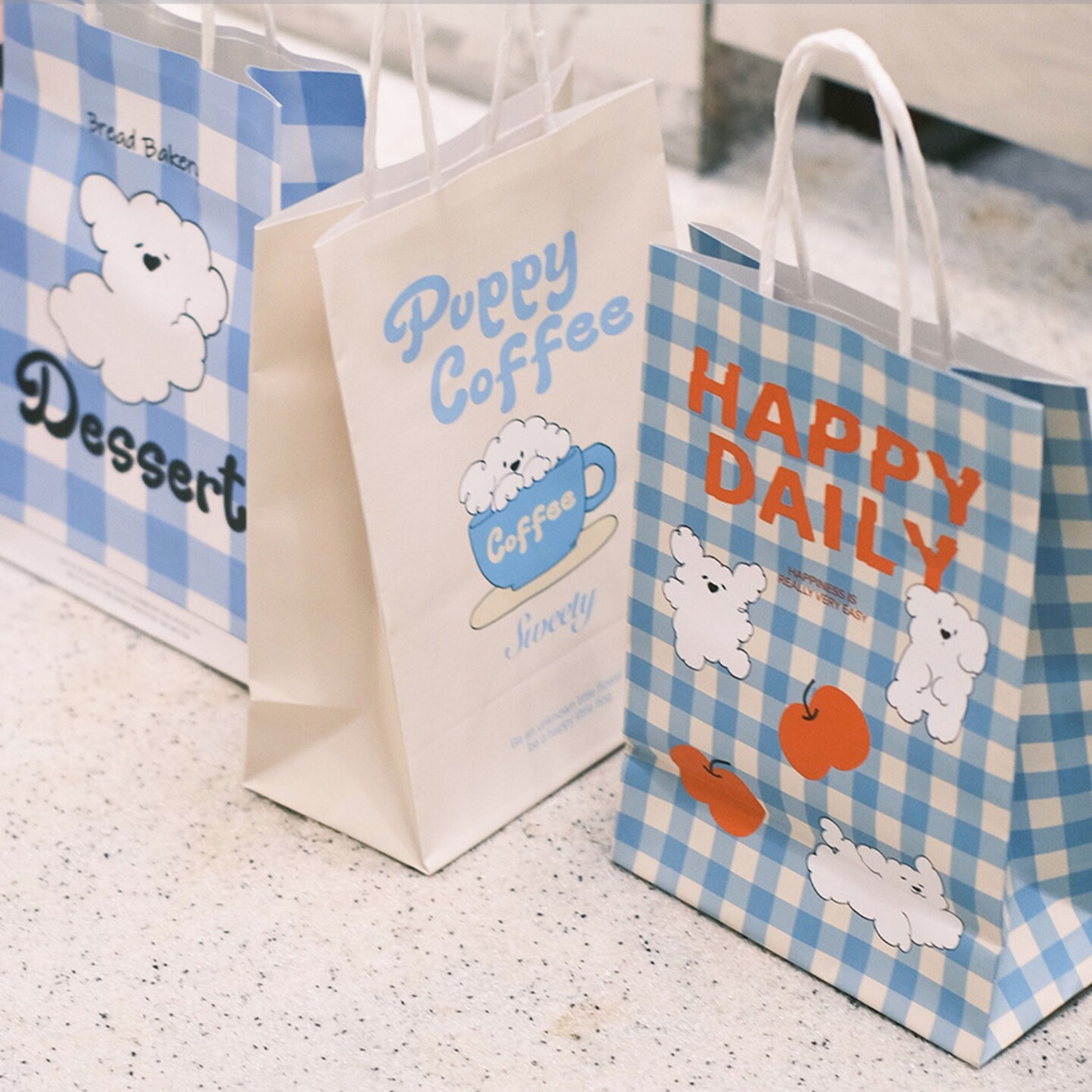 卡通烘焙手提袋奶茶甜品咖啡外卖打包袋礼物包装袋服装购物袋纸袋