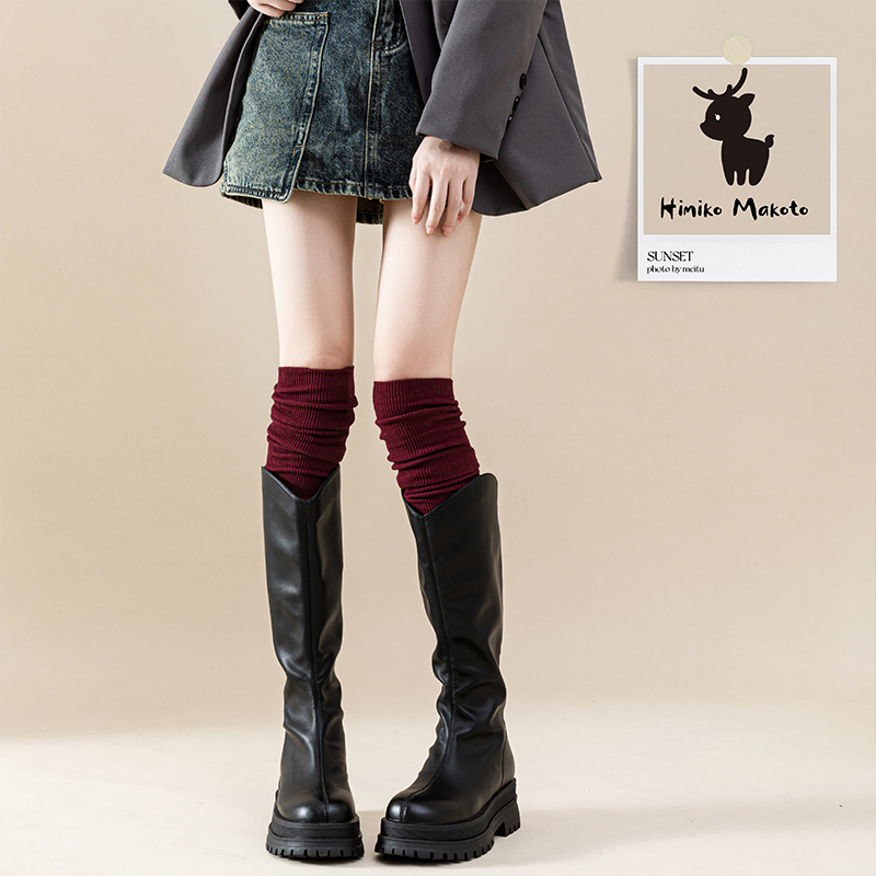 精梳棉抗起球ins过膝袜