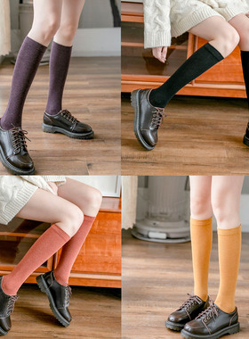 长筒学生小腿袜及膝高筒ins秋季黑色韩国女纯棉袜子女日系学院风