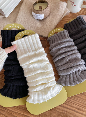 ins粗线灯笼针织羊毛袜套韩版日系显瘦高筒堆堆小腿袜子女长秋冬