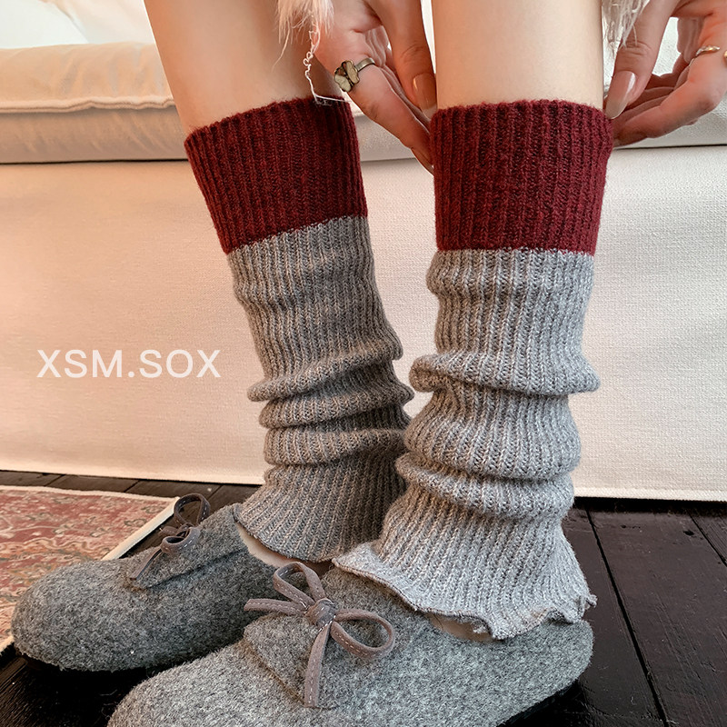 秋冬加厚保暖拼色抽条袜套堆堆秋冬针织毛线腿套日系羊毛袜子女长,女士内衣/男士内衣/家居服,长筒袜,淘宝优惠券,粉丝福利购,淘宝优惠卷