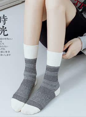 ins英伦风双针黑色中筒纯棉堆堆袜高筒女袜日系复古袜子女民族风