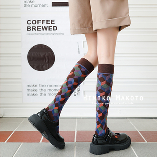 ins网红纯棉小腿字母潮牌韩版 高筒袜街头长筒潮袜及膝袜子女秋季