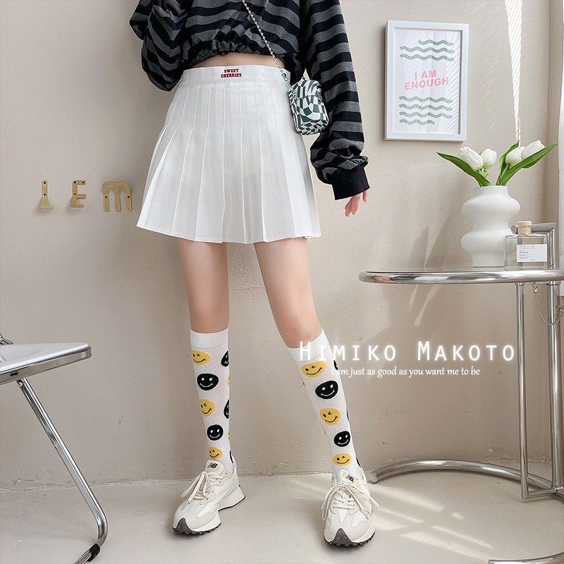 ins风笑脸小腿袜日系原宿及膝袜长筒袜子女高筒薄爱心堆堆袜春夏,女士内衣/男士内衣/家居服,长筒袜,淘宝优惠券,粉丝福利购,淘宝优惠卷