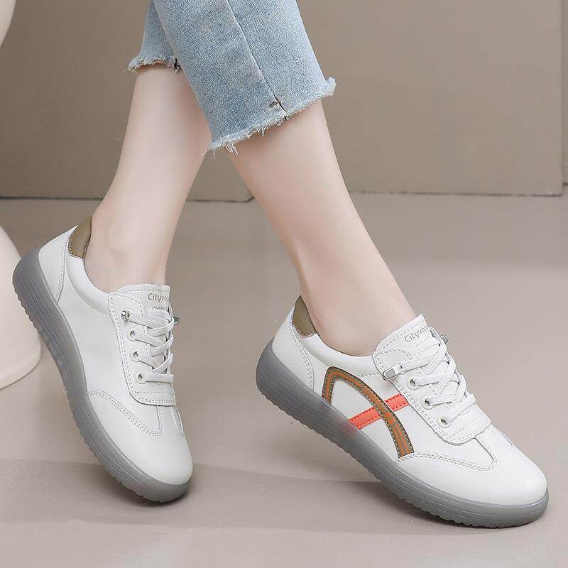 小白鞋女款春秋软底德训鞋轻便软面舒适女鞋一脚蹬懒人鞋休闲板鞋