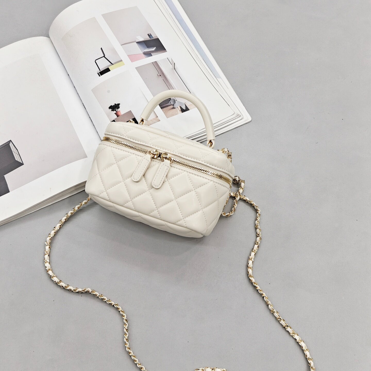 欧美小香风盒子包包女2026春夏上新迷你手提水桶包牛皮链条包1199