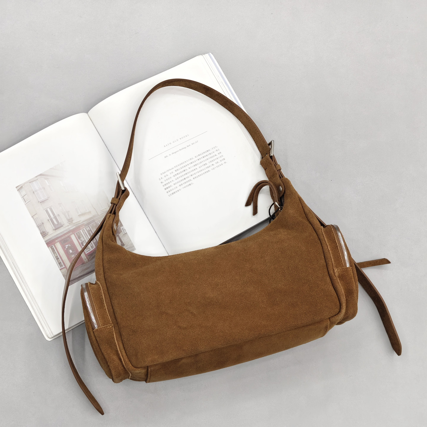 磨砂麂皮多口袋腋下包包女2025秋冬新款复古麂皮机车包时尚斜挎包,箱包皮具/热销女包/男包,托特包,淘宝优惠券,粉丝福利购,淘宝优惠卷