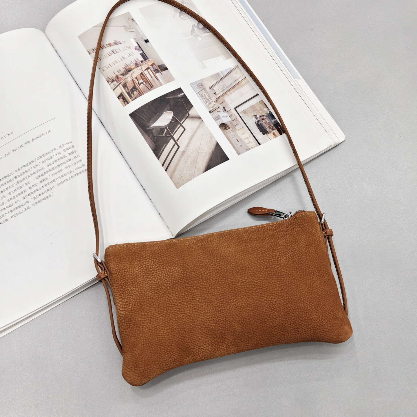 头层鹿皮纹单肩腋下包包女2025秋冬新款复古迷你手机包斜挎信封包,箱包皮具/热销女包/男包,腋下包,淘宝优惠券,粉丝福利购,淘宝优惠卷