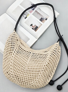 海边度假风蜜蜡绳编织包包女2026春夏新款镂空单肩斜挎托特包9559