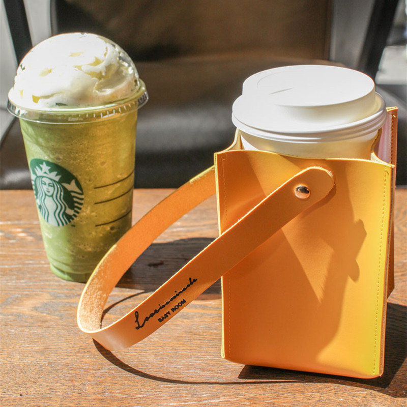 日式手提皮革奶茶杯套杯袋咖啡杯玻璃杯加厚防摔保护套水杯袋包