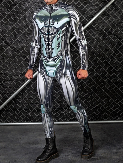 机器人服装3D印图科技感演出男款DS舞蹈紧身弹力面料机械连体裤