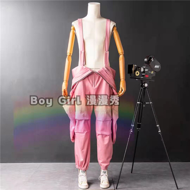 嘻哈背带男女粉色黑色工体休闲运动服酒吧DS舞蹈队潮款街舞演出服