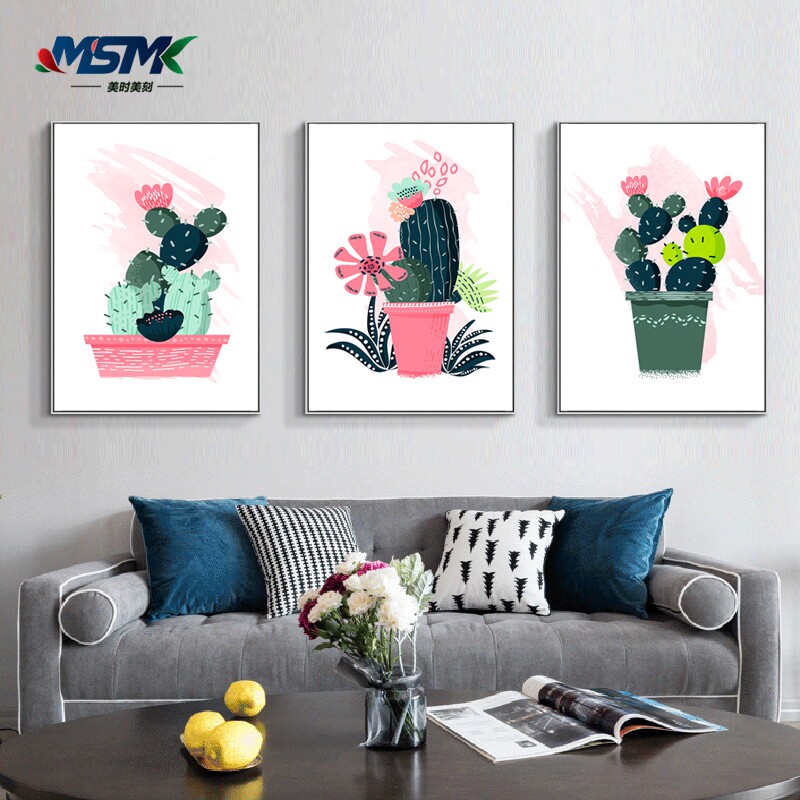 仙人掌装饰画仙人球有框挂画客厅卧室简约挂画儿童房卡通仙人球画