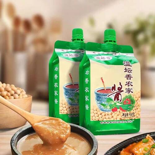 溢坛农家正宗东北黄豆盖装农村大酱酱菜咸香口味450G豆瓣酱臭酱