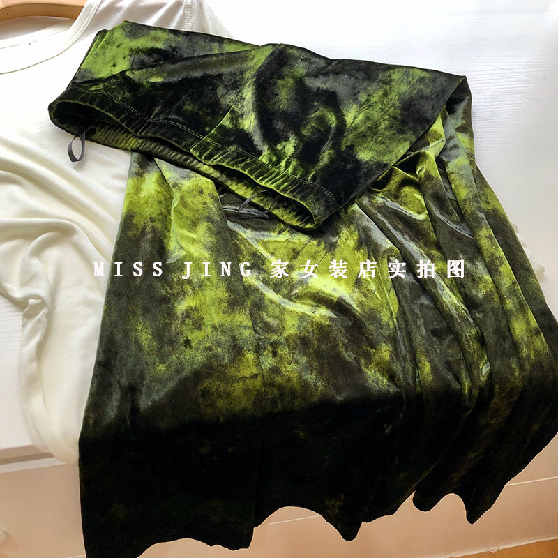 中长裙a字鱼尾裙复古显瘦绿黑色