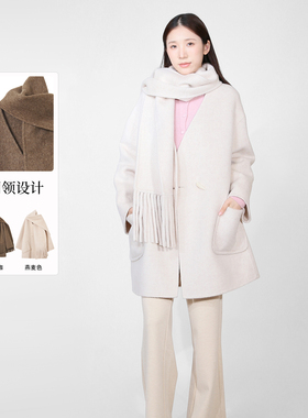 sweetbasil紫淑2025冬新款女长款翻领气质显瘦外套毛呢大衣