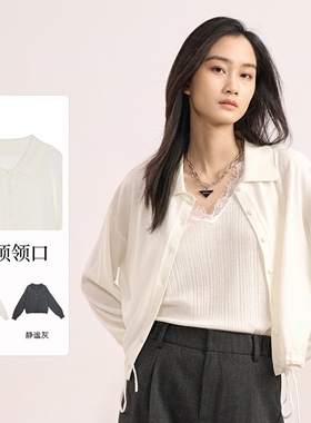Sweet Basil/紫淑春秋女装商场同款时尚翻领纽扣线衫开衫