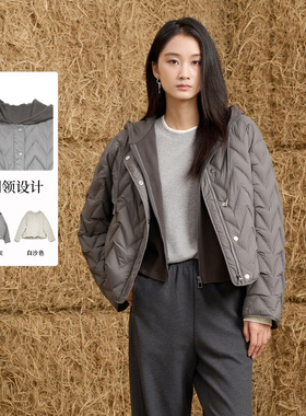 sweetbasil紫淑2025冬新款专柜款女轻暖千鸟格外套短款翻领羽绒服