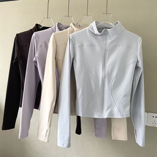 秋冬运动夹克立领健身拉链开衫速干长袖户外跑步外套加绒瑜伽上衣