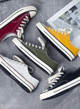 复刻版2020经典帆布鞋情侣款男女学生鞋春秋韩版潮橄榄绿色低帮鞋
