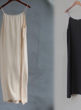 如素慢衣夏季简约宽松纯色宽松打底吊带连衣裙19255