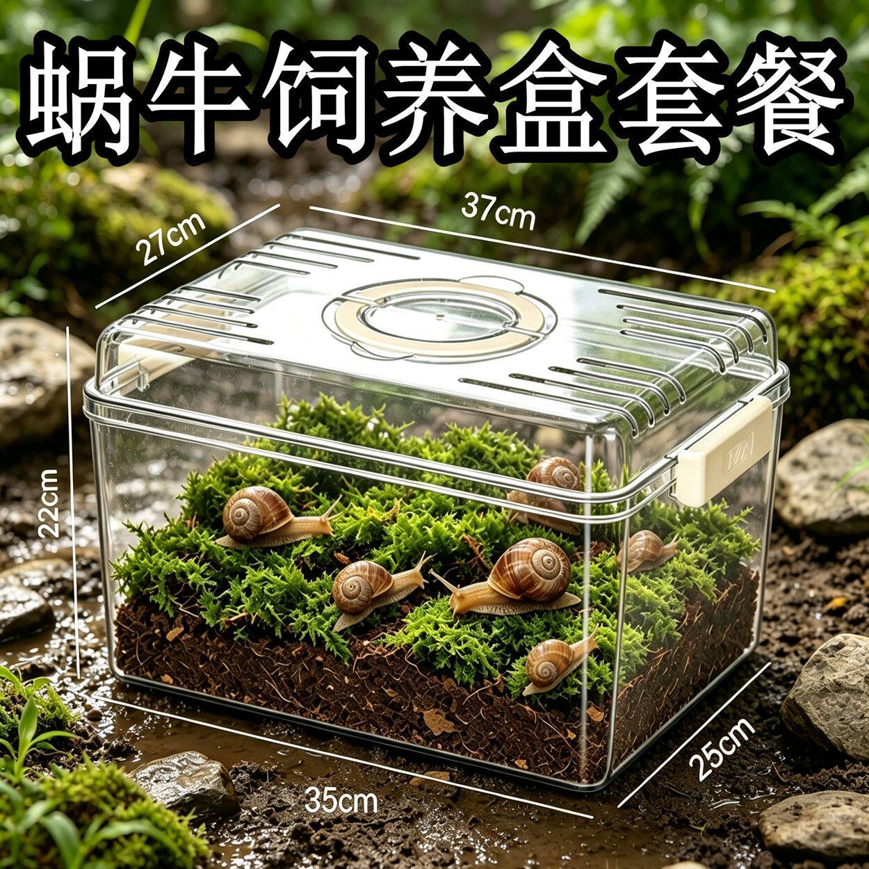白玉蜗牛饲养盒蜗牛宠物活体学生科学实验观察套装蜗牛养殖观赏箱
