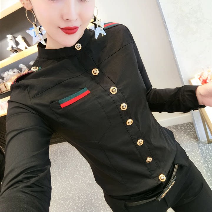时尚洋气衬衫女短袖春夏2026新款肩章薄款透气衬衣百搭气质上衣潮