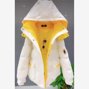 欧货免洗棉服女2025新款 宽松舒适面包服上衣 拼接连帽羽绒棉衣韩版