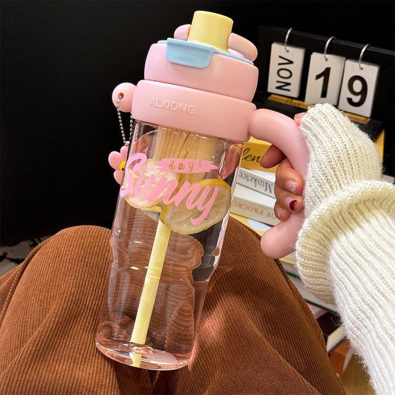 高颜值手柄泡茶杯大容量女生塑料杯可爱创意便携桌面双饮吸管水杯,包装,塑料瓶,淘宝优惠券,粉丝福利购,淘宝优惠卷