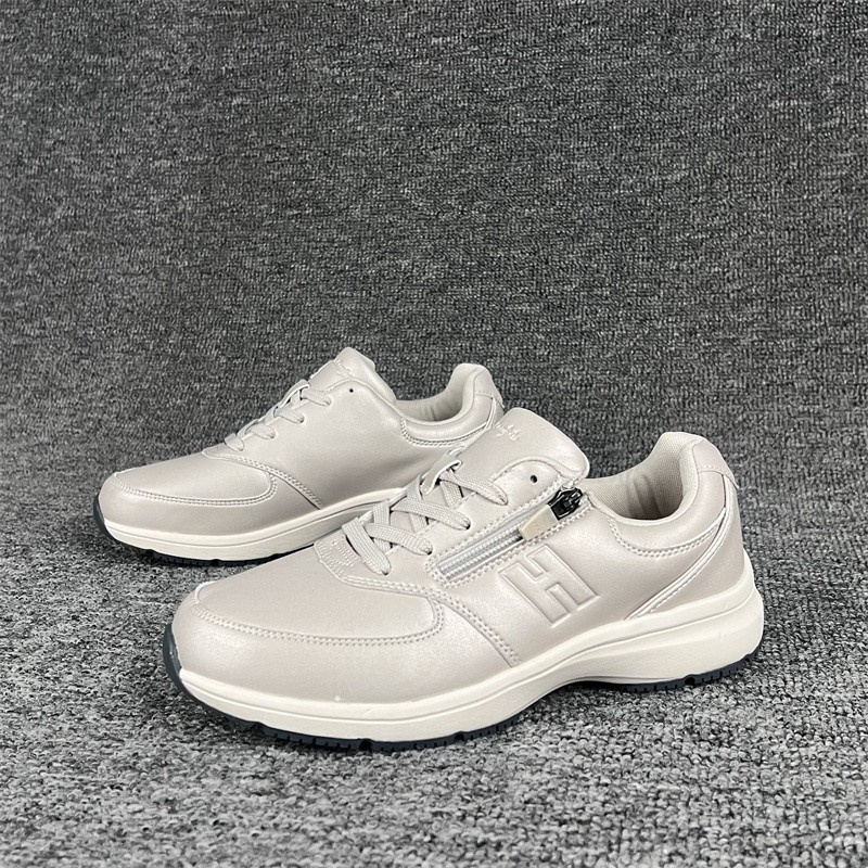 日本单低帮皮面女鞋春秋款轻便防滑耐磨防水运动鞋侧拉链休闲鞋