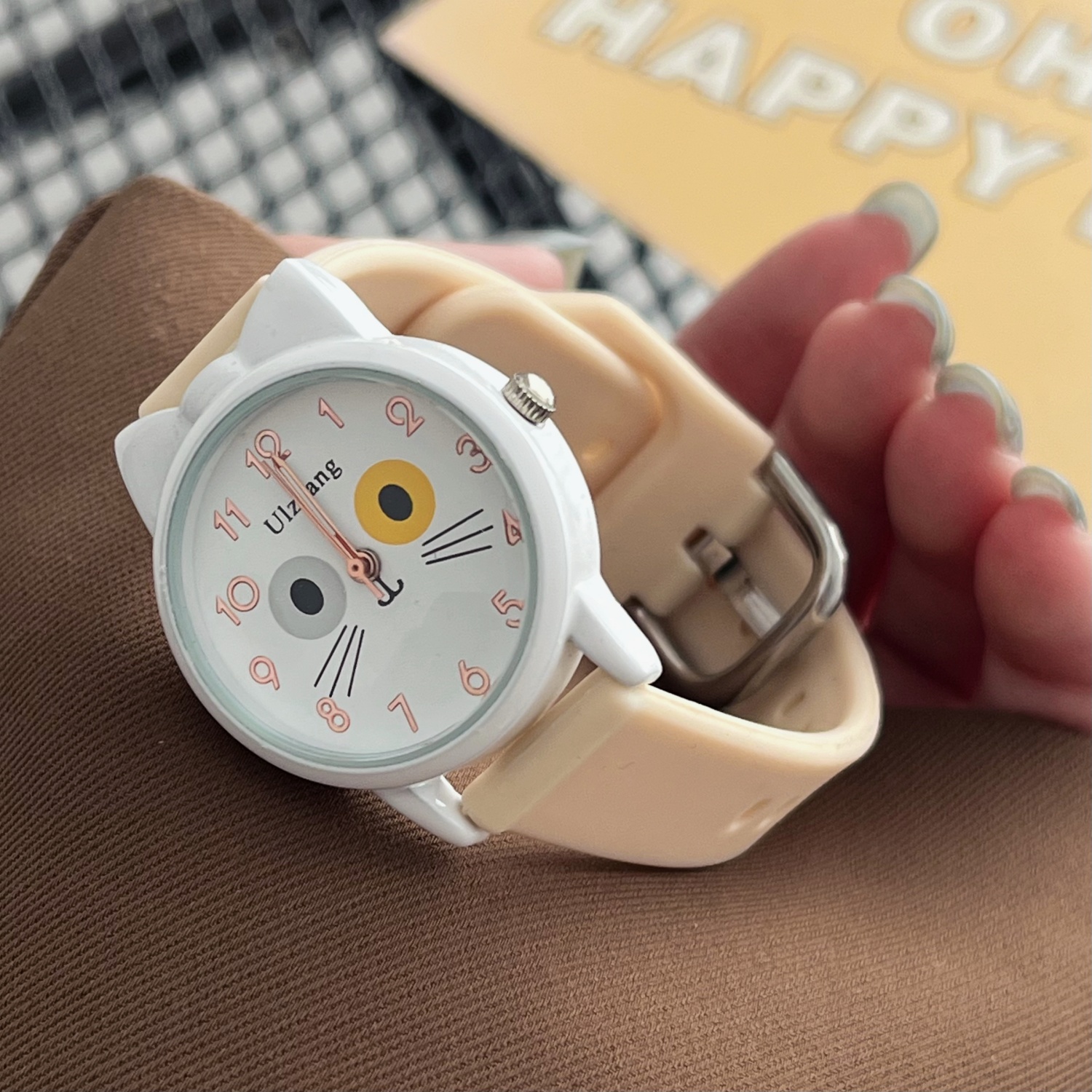 ins日系校园风卡通可爱小猫手表