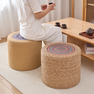 可定做!现货加高酒店地上坐墩蒲团脚垫蒲草坐垫茶几草墩客厅凳子