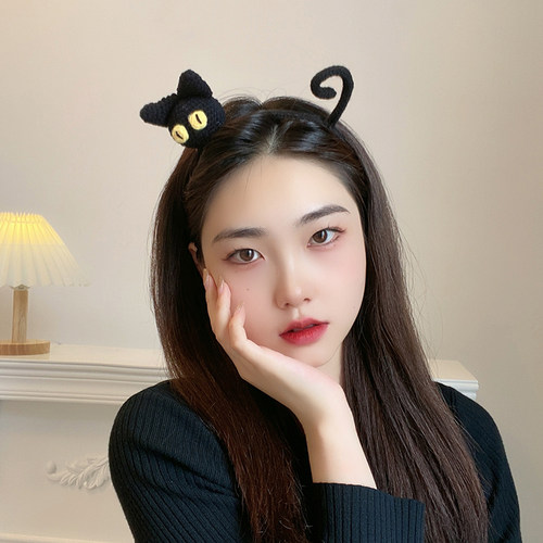 秋冬新款毛绒可爱猫咪发箍气质碎发头箍头饰女发卡洗脸网红发饰潮 - 封面