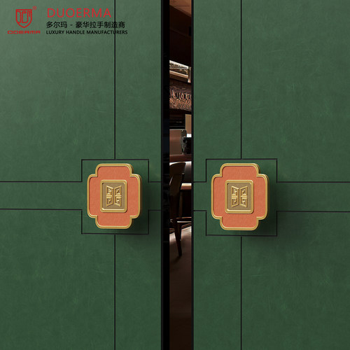 新款中式方形青古铜雕刻门把手