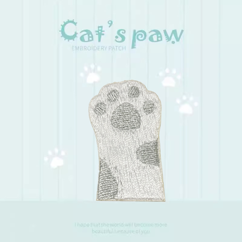 小号可爱灰色猫爪刺绣布贴衣服裤子补丁贴DIY破洞修复熨烫贴百搭