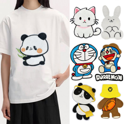 大号补丁贴儿童卡通熊猫白色图案布贴衣服毛衣羽绒服破洞修补补丁