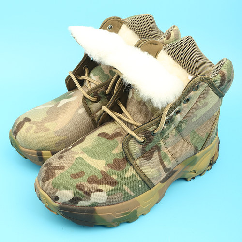 冬季羊毛棉靴加绒加厚迷彩棉鞋