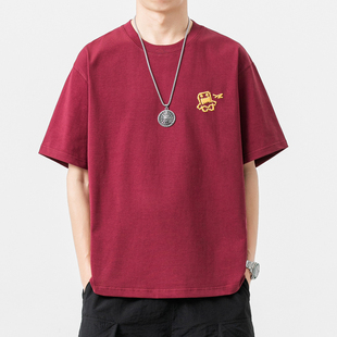 LAZY DAY原创男装潮牌简约印花300g重磅T恤男生夏季宽松短袖上衣