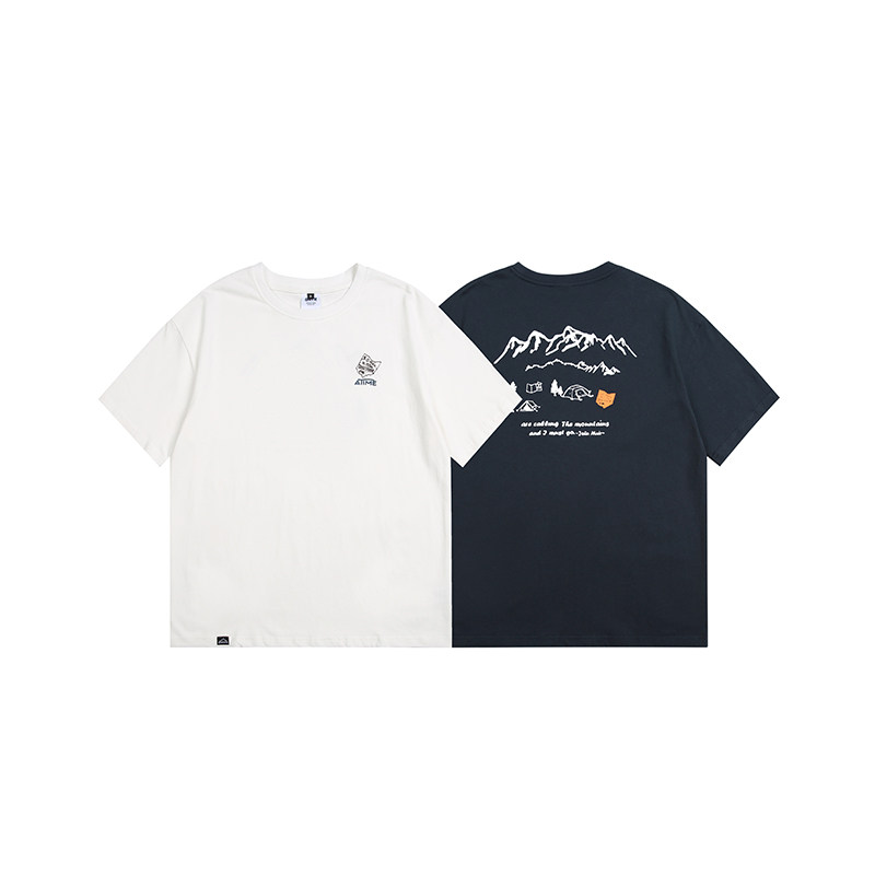 LAZY DAY 오리지널 남성 의류 일본 트렌디 브랜드 프린트 라운드 넥 반팔 티셔츠 남성용 루즈한 바지 5부 바지