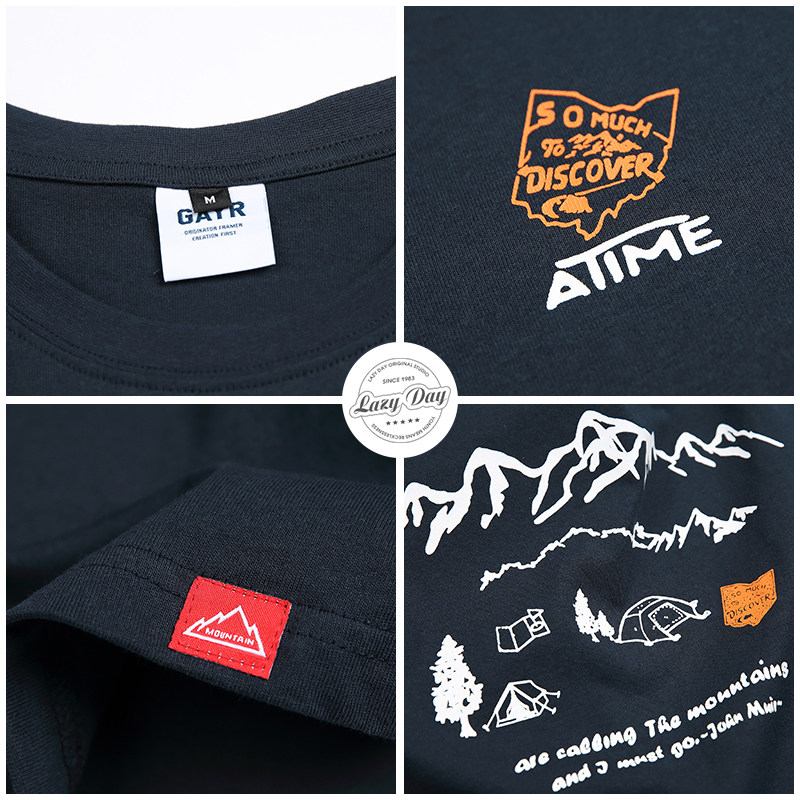 LAZY DAY 오리지널 남성 의류 일본 트렌디 브랜드 프린트 라운드 넥 반팔 티셔츠 남성용 루즈한 바지 5부 바지