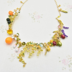手工珐琅普罗旺斯 橙花橙子 知了 橄榄 薰衣草 复杂款项链