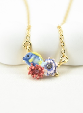 手工珐琅海底两万里小海鱼项链